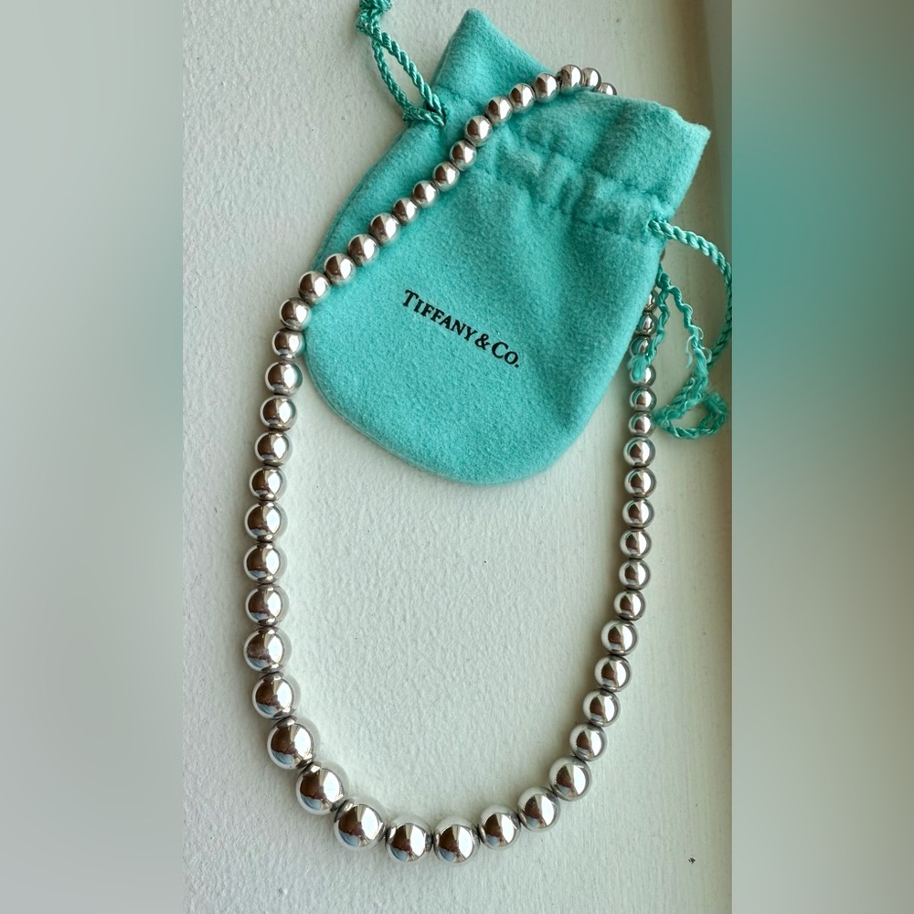 Tiffany & Co. Sterling Silver hardball necklace